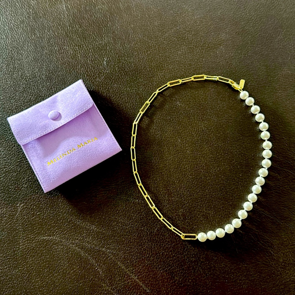 Melinda Maria Samantha Half Chain Pearl Necklace